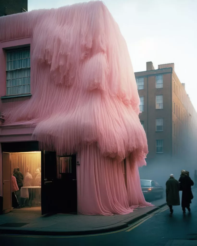 a large pink statue