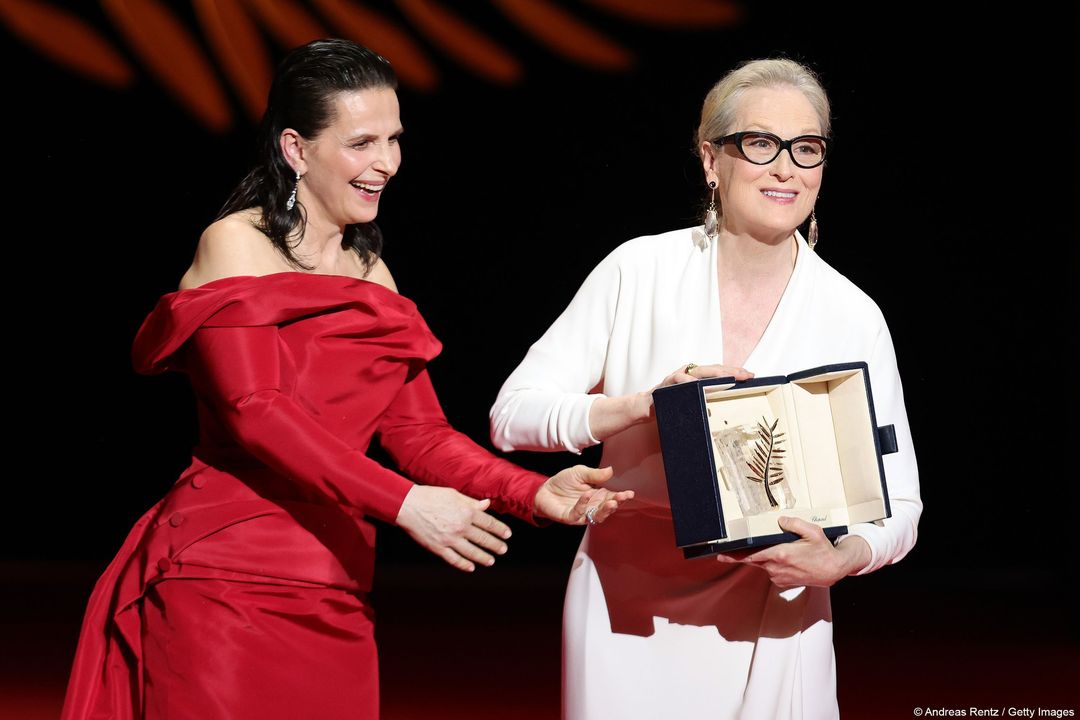 Juliete Binoche et Meryl Streep au festival de Cannes 2024 le mardi 14 mai 2024. ©Andreas Rentz