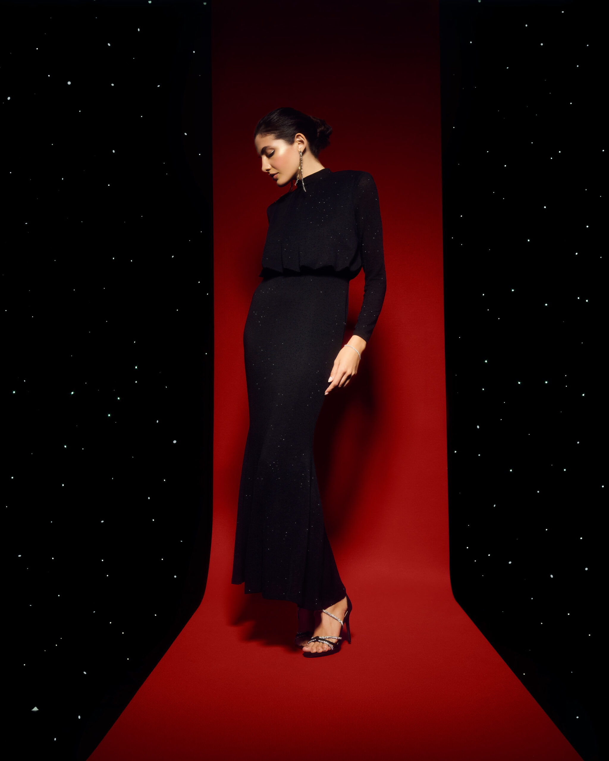 Robe maille brillante noir morgan