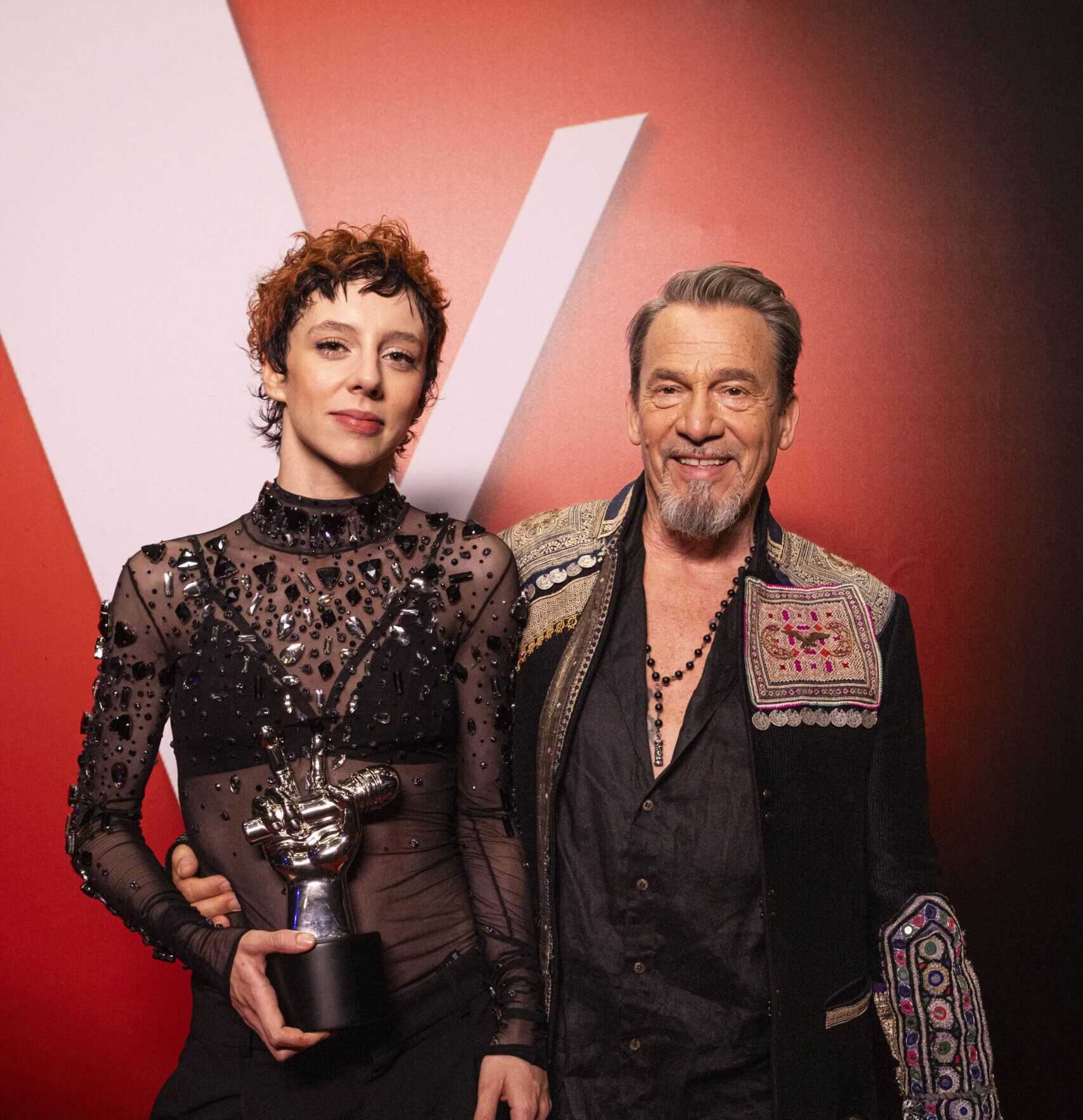 Lady O et Florent Pagny lors de la finale de The Voice, saison 15.
