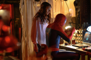 Zendaya dans le rôle de MJ et Tom Holland dans le rôle de Spider-Man dans Spider-Man: Brand New Day (2026).
