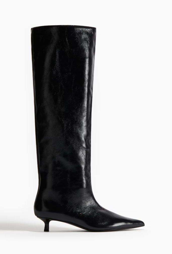 H&M Bottes en cuir avec talon kitten heel