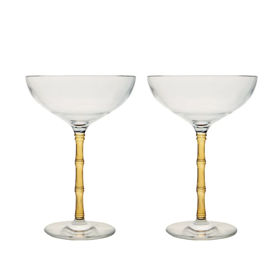 La DoubleJ, Lot de 2 coupes à champagne Bamboo en cristal