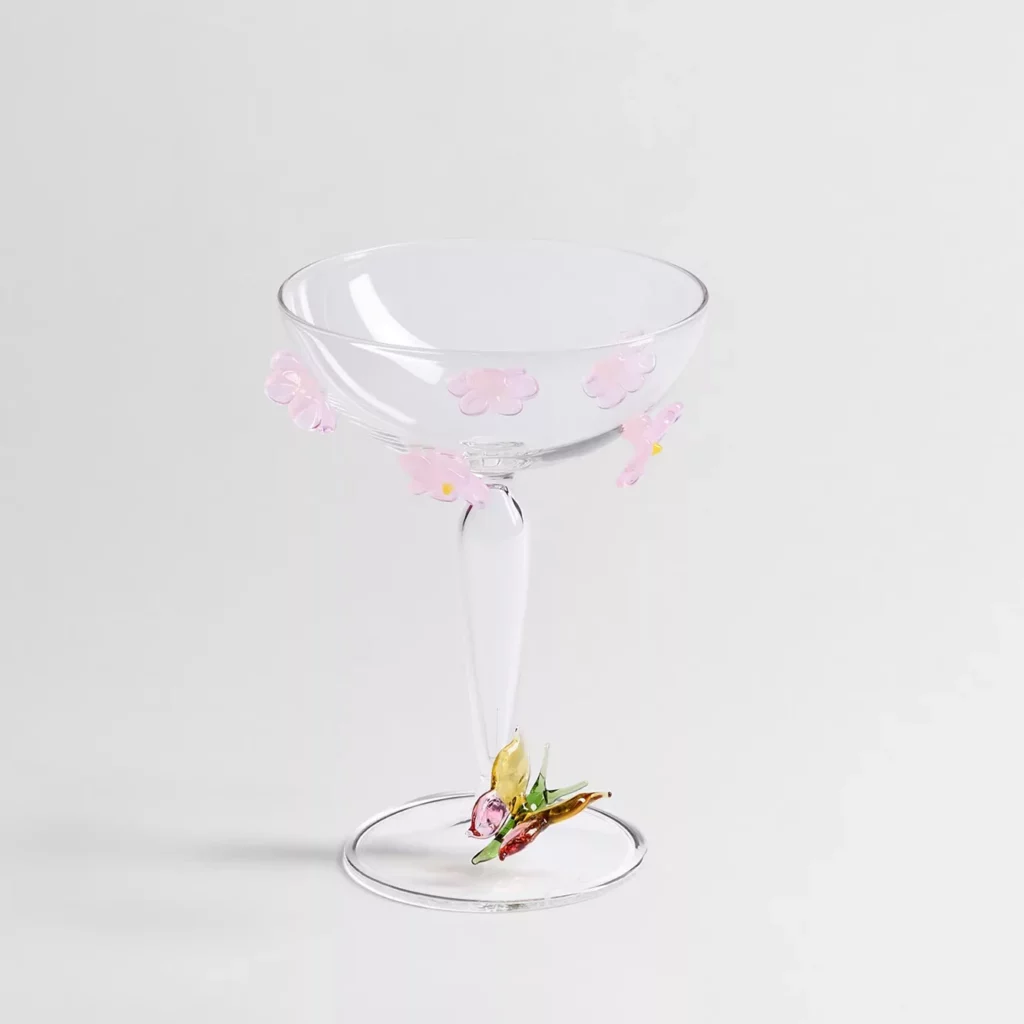 Dior, Verre transparent à motif marguerite multicolore