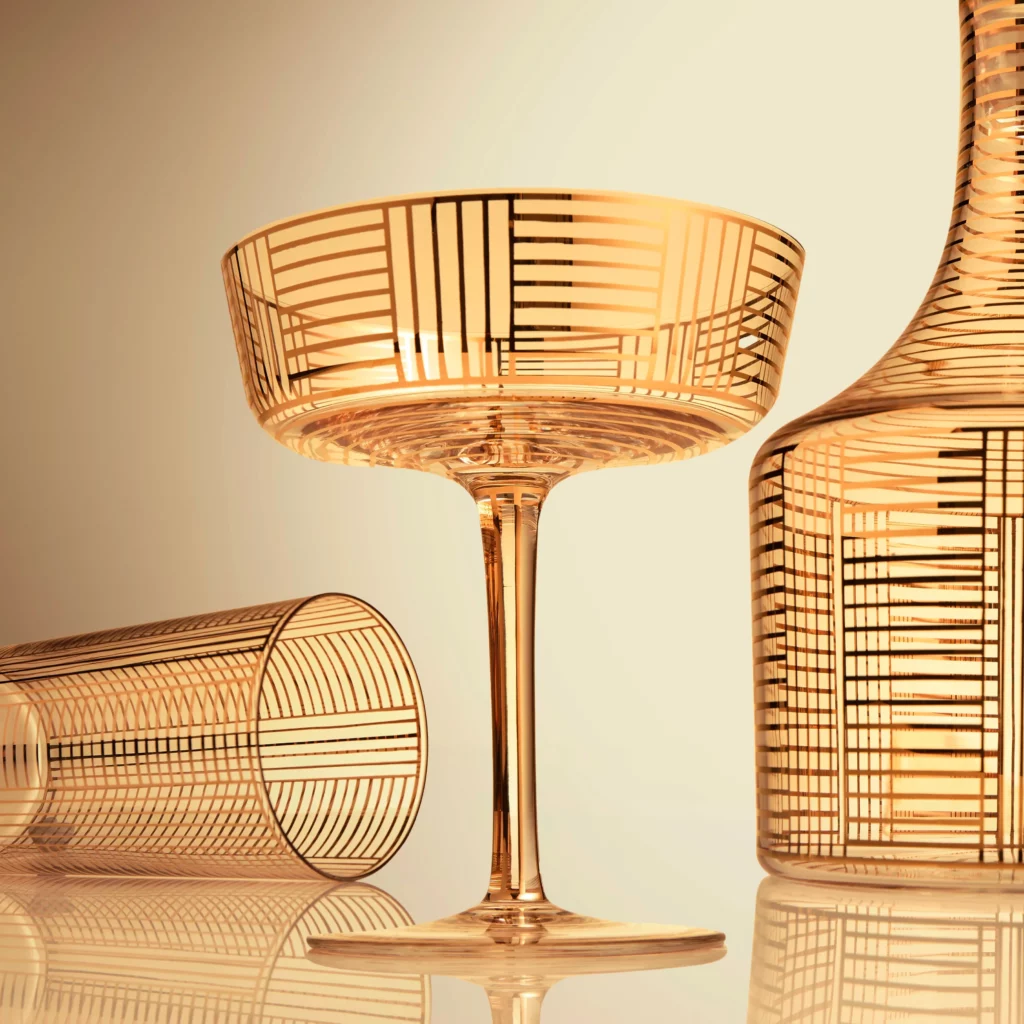 Lobmeyr Series B, Coupe à champagne en cristal peint à la main